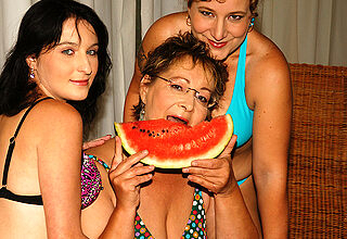 Three old and young lesbians property wet